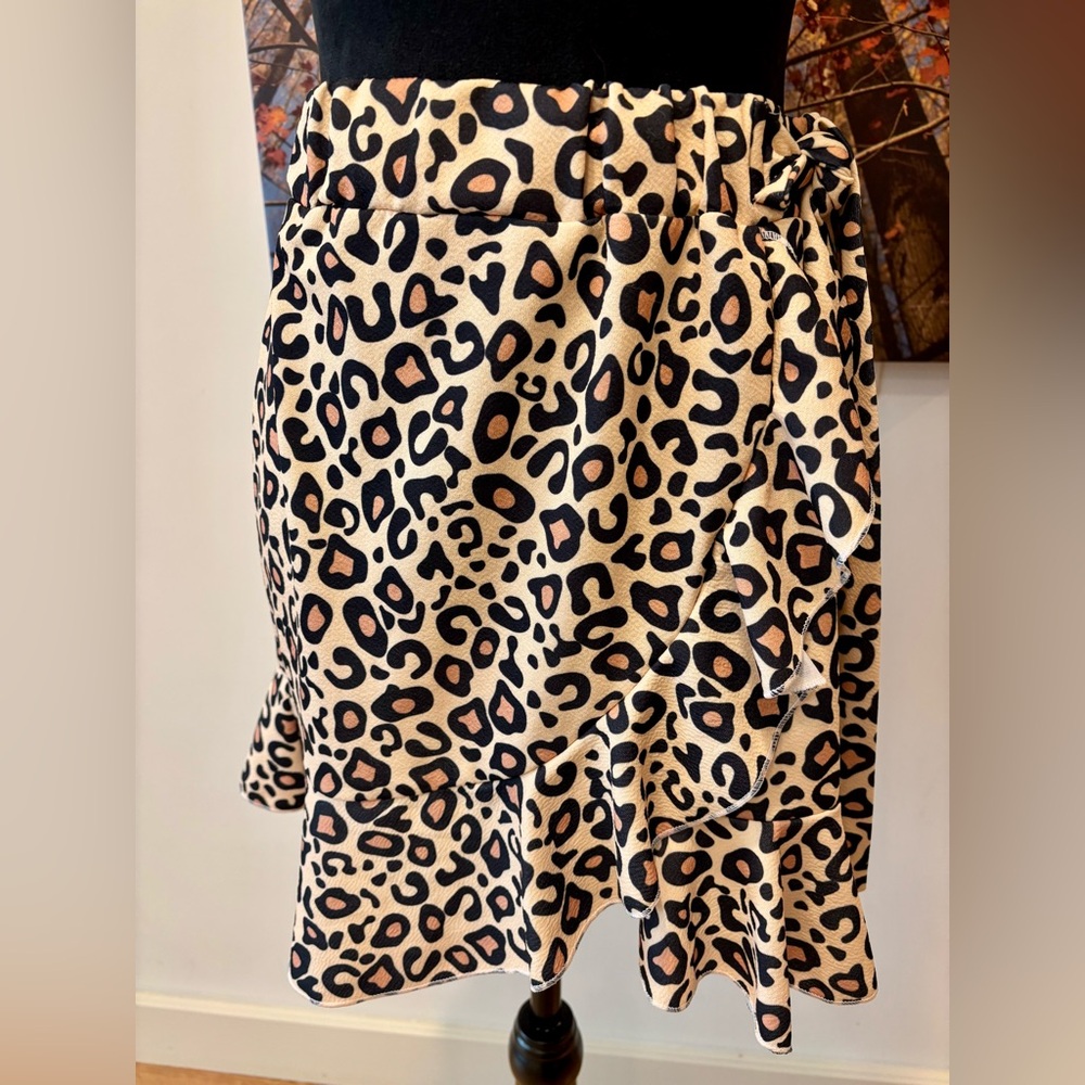 Leopard Print Ruffle Skirt